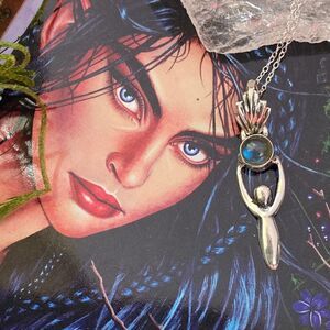 Labradorite Madagascar Sterling Silver Goddess Necklace
